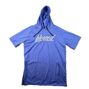Active Faith Sports Men's 2XL Blue Blessed SS Hooded Shirt Athletic Pullover